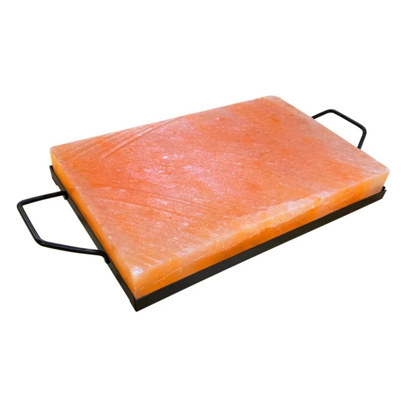 Pink Himalayan salt Cooking slab with holder  - 1