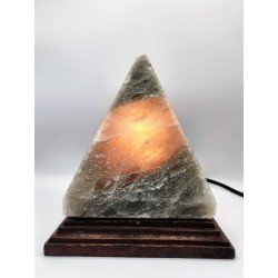 Lampe en Critaux de sel de l'Himalaya - pyramide grise  - 1