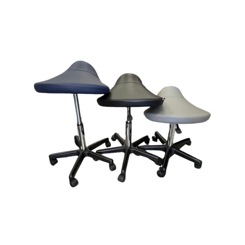 Tabouret Ergonomique Selle De Cheval - Réglable 55-75cm - Roulettes Silencieuses - Base Aluminium - 150kg Charge Max